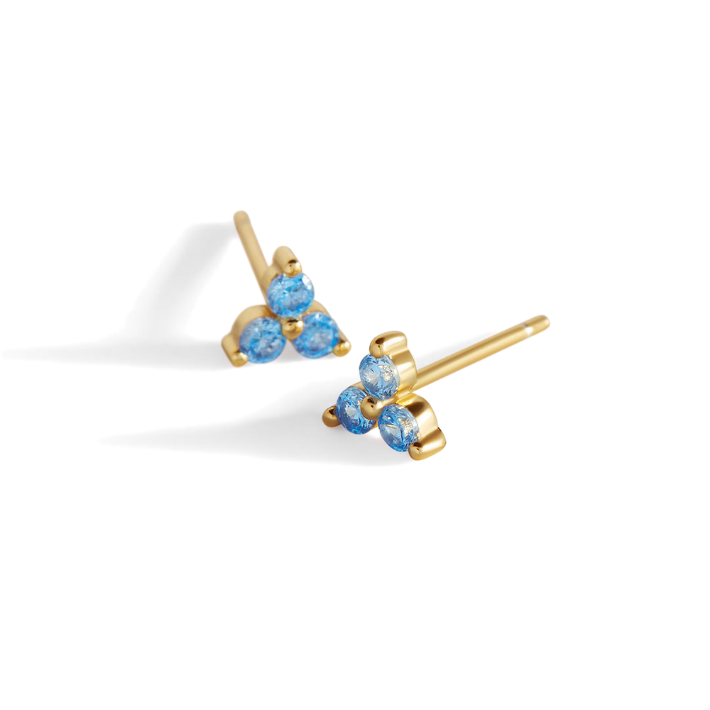 Trinity Birthstone Stud Earrings - 18k Gold Over Sterling Silver / January Garnet