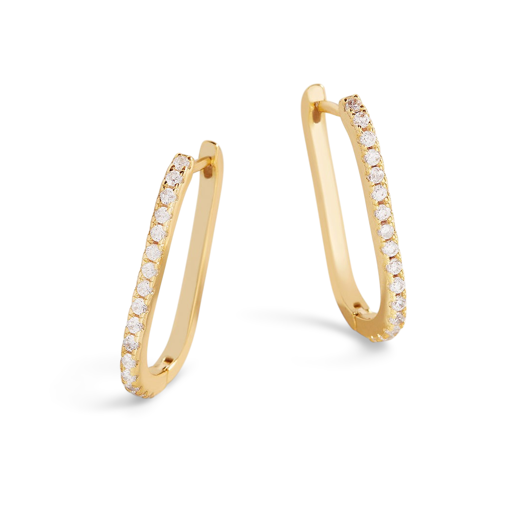 Pendientes de aro con pavé cuadrado