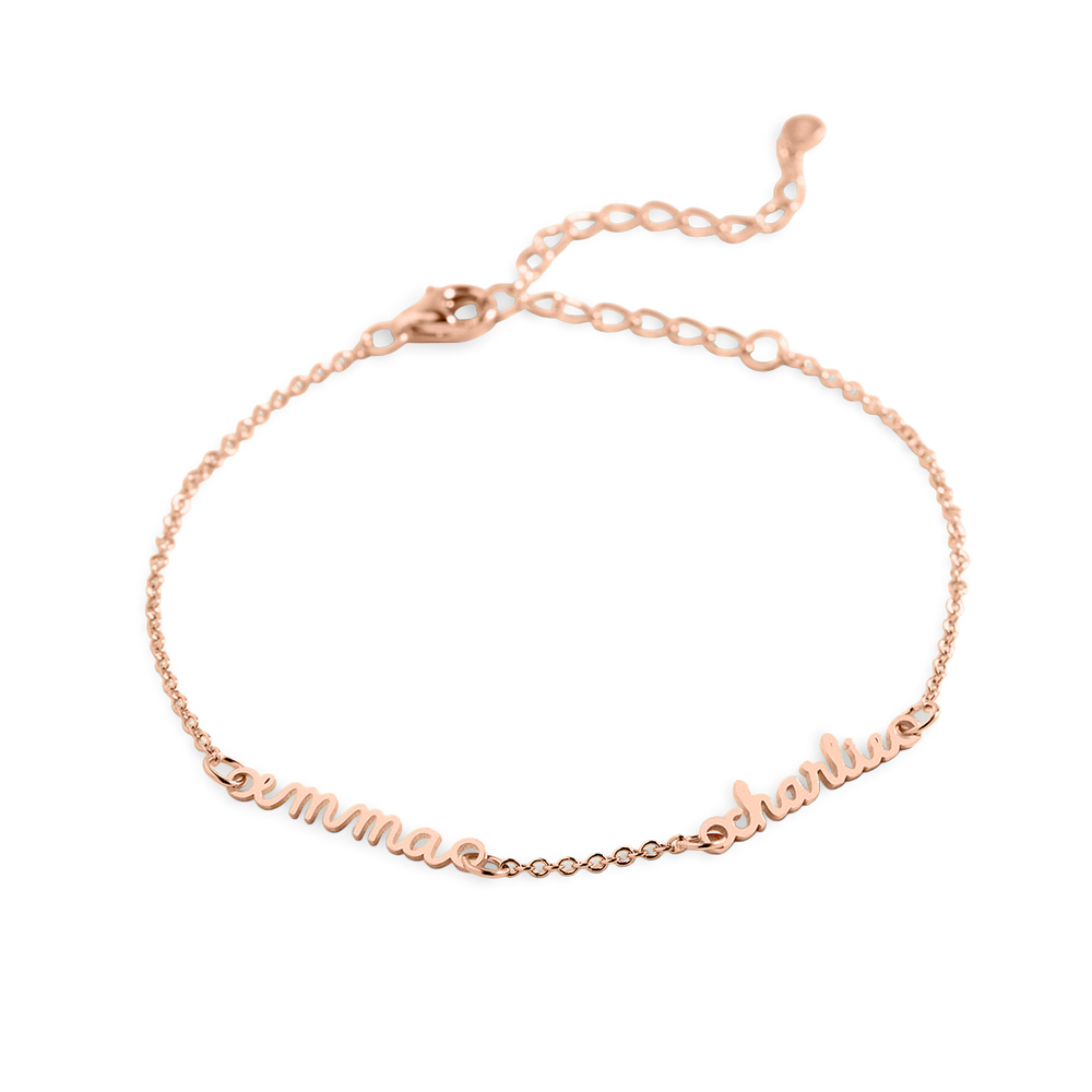 Stella Dainty Multiple Name Bracelet - 18k Rose Gold over Sterling Silver / 8" + 1" / 1