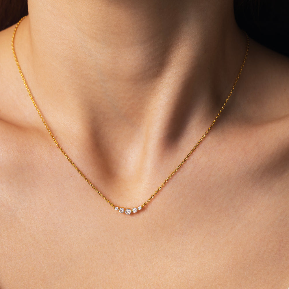 Mini Arc Diamond Necklace - Gold