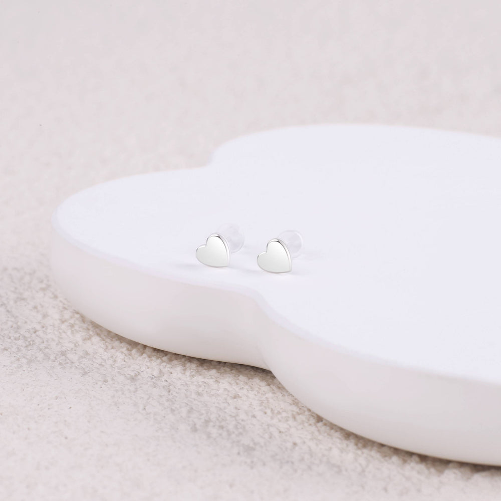 Mini Heart Stud Earrings - 925 Sterling Silver