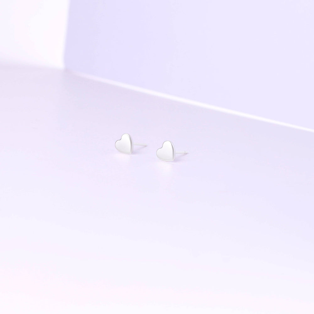 Mini Heart Stud Earrings - 925 Sterling Silver