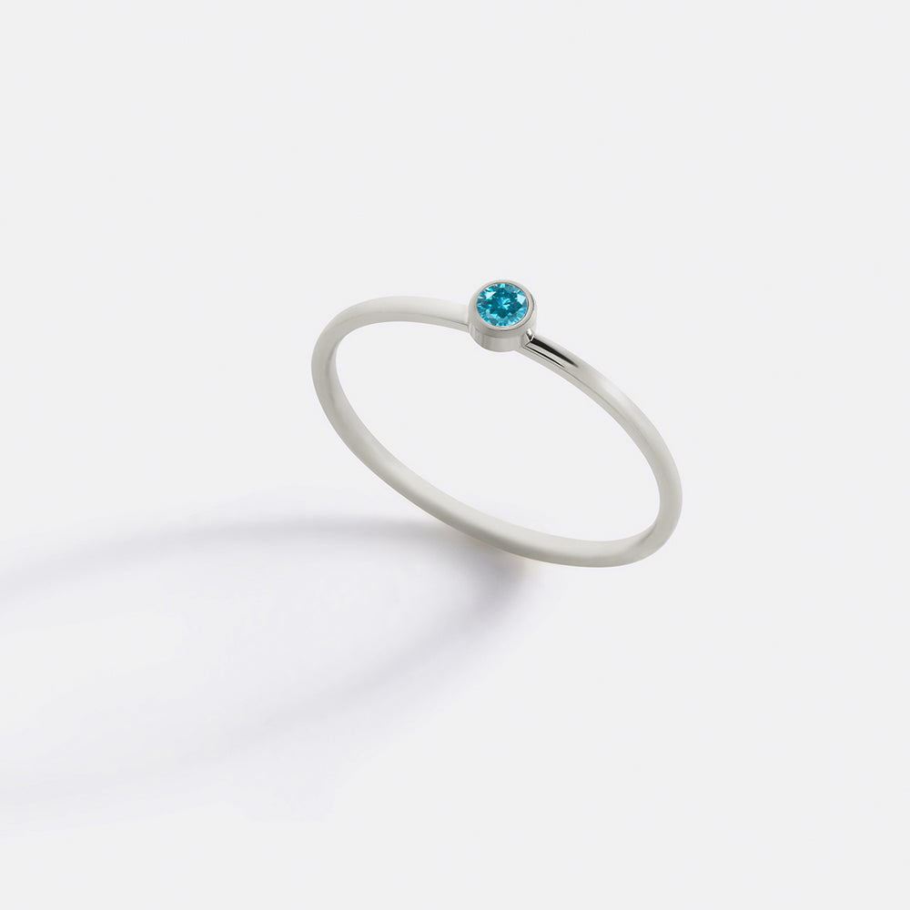 Minimalist Bezel-Set Birthstone Stacking Band - Silver / 11