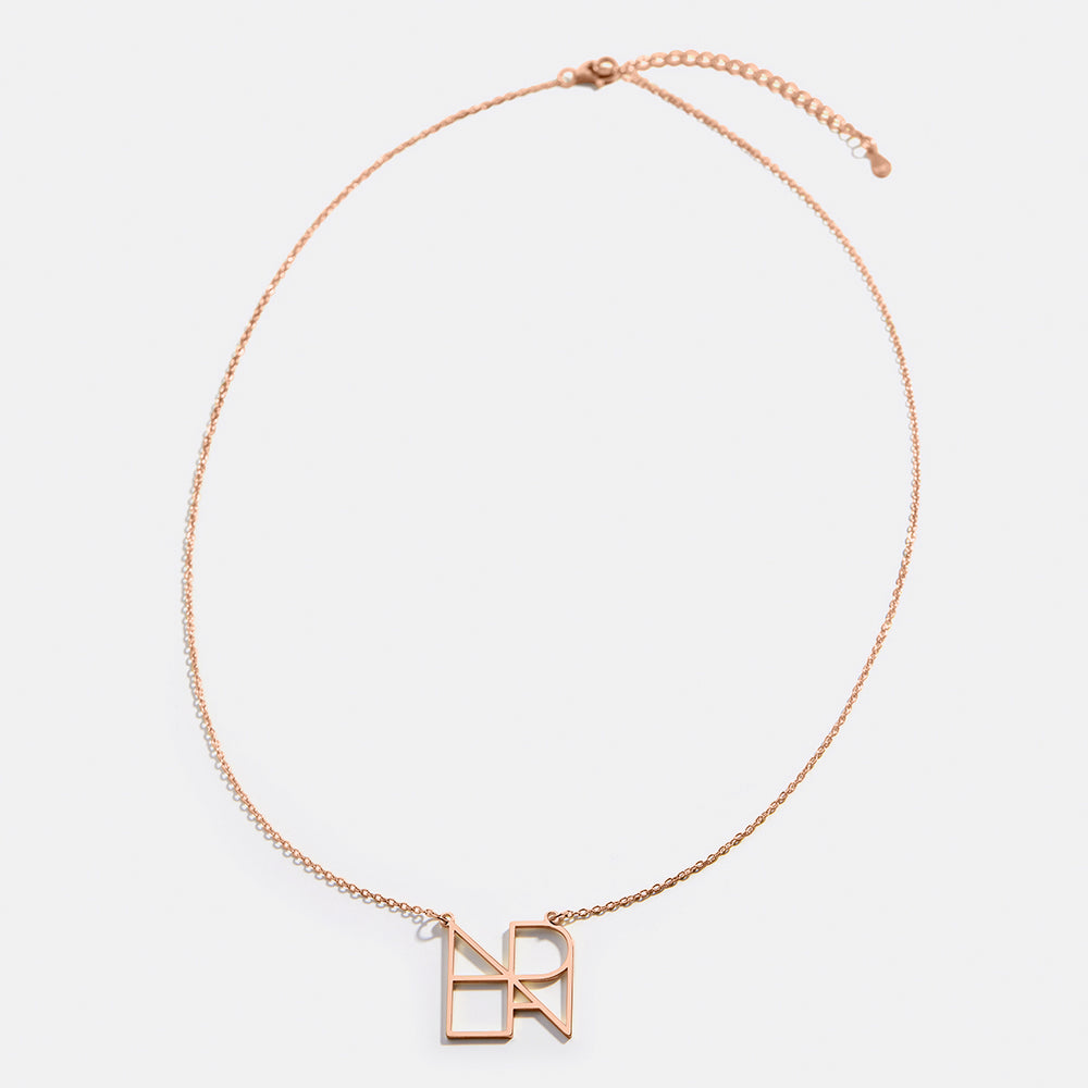 Minimalist Monogram Name Necklace - Rose Gold / 24" + 2"