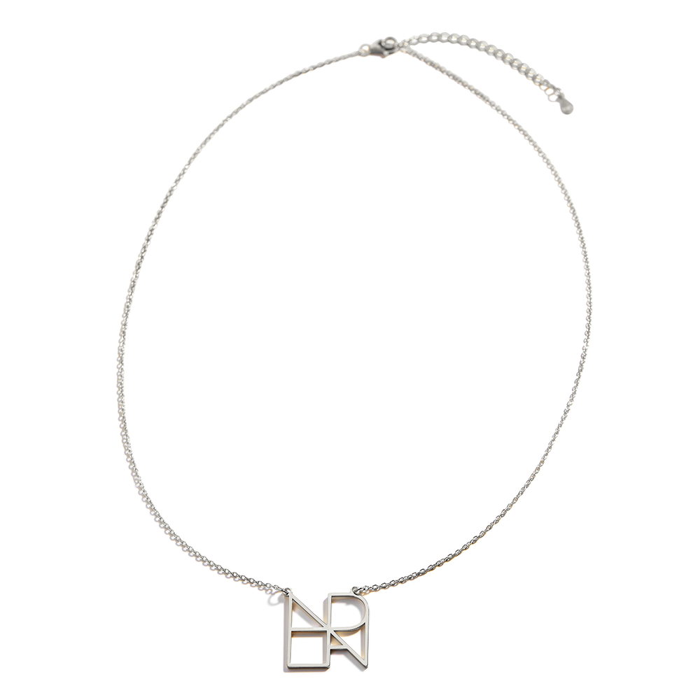Minimalist Monogram Name Necklace - Square / Silver / 16" + 2"