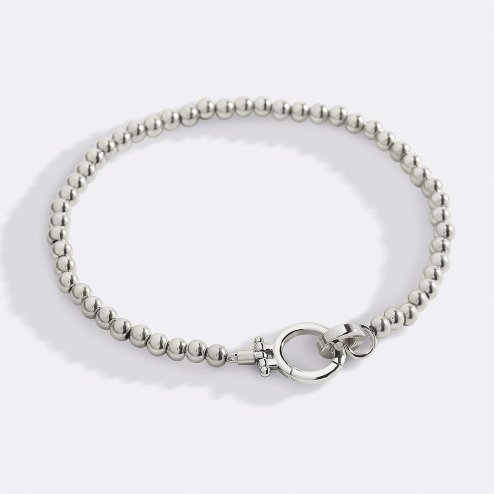 Mint Beaded Bracelet - Silver / 7.5"
