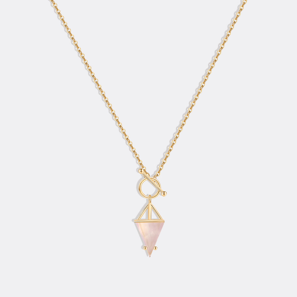 Moonstone Power Pendant T-Lock Necklace - 18k Gold Over Sterling Silver