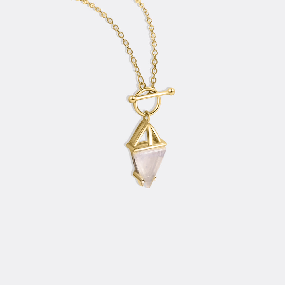 Moonstone Power Pendant T-Lock Necklace - 18k Gold Over Sterling Silver