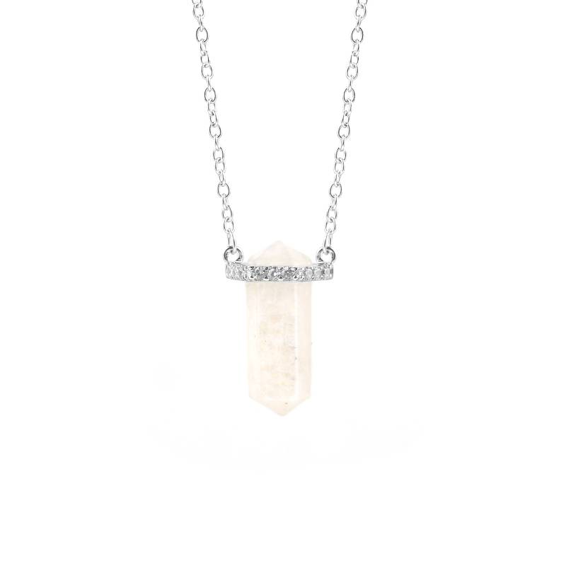 Moonstone Point Pave Pendant Necklace - Default Title