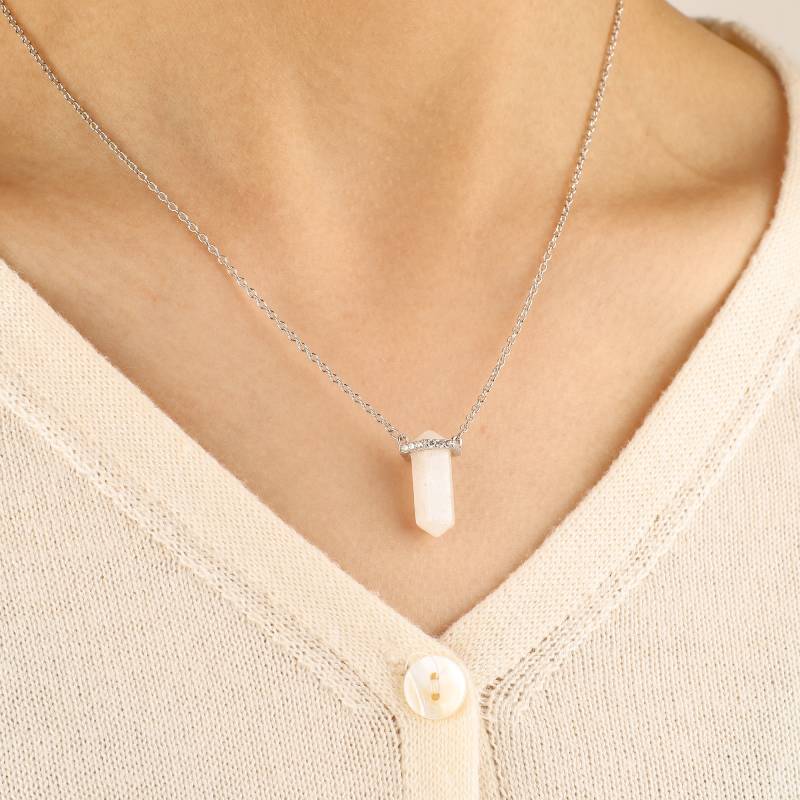 Moonstone Point Pave Pendant Necklace - Default Title