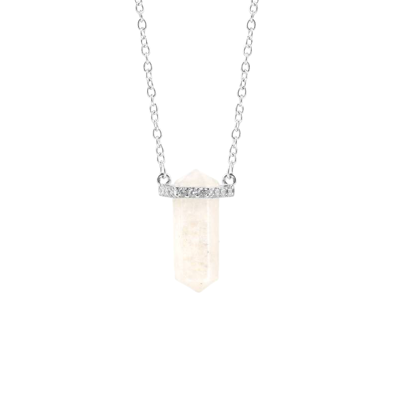 Moonstone Point Pavé Pendant Necklace