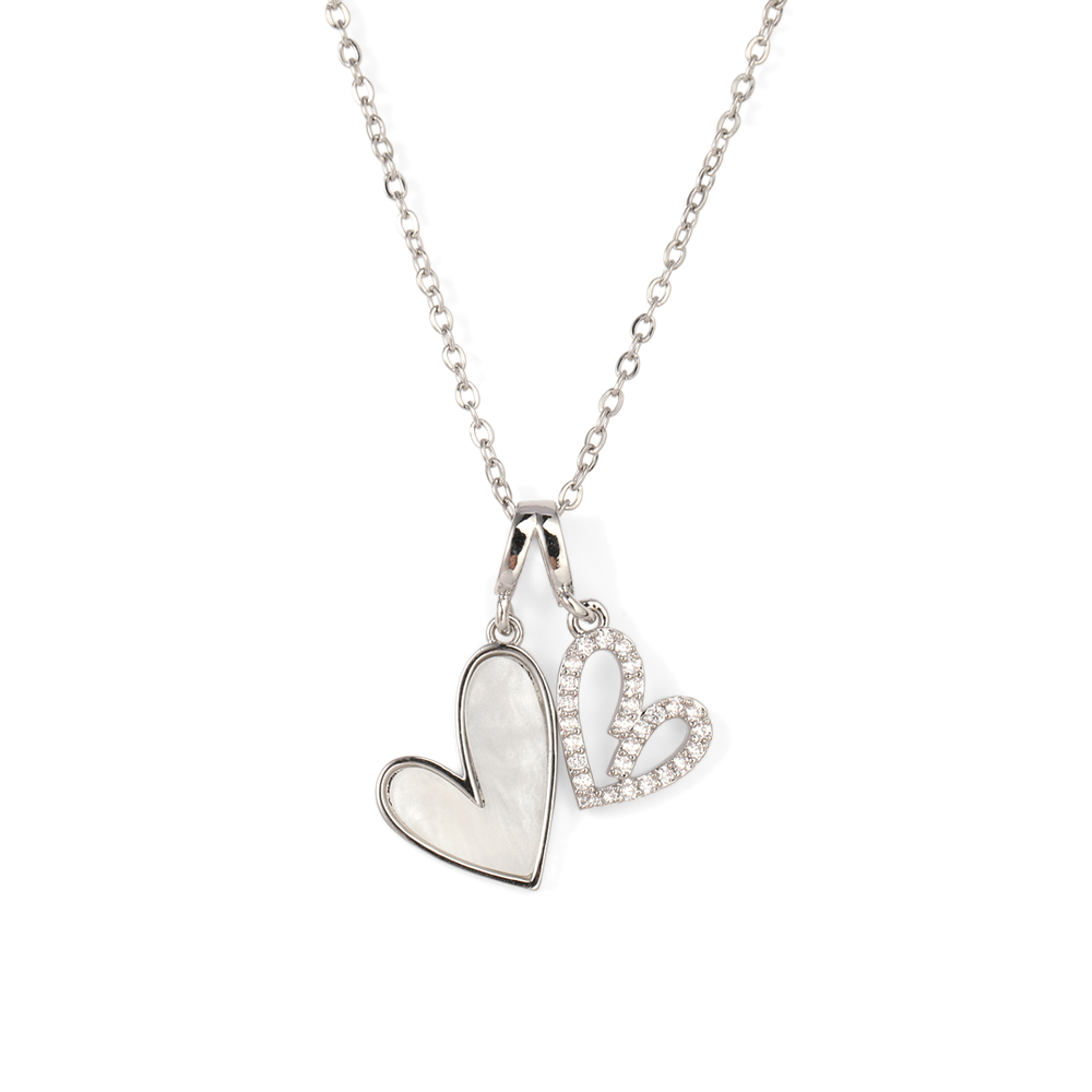 Necklace with heart-shaped pendants on a white background