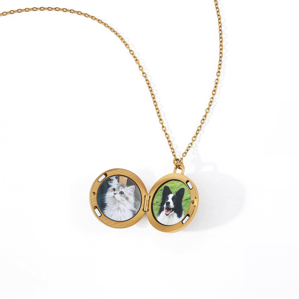Mother of Pearl Locket Necklace - Gold / 16" + 2"
