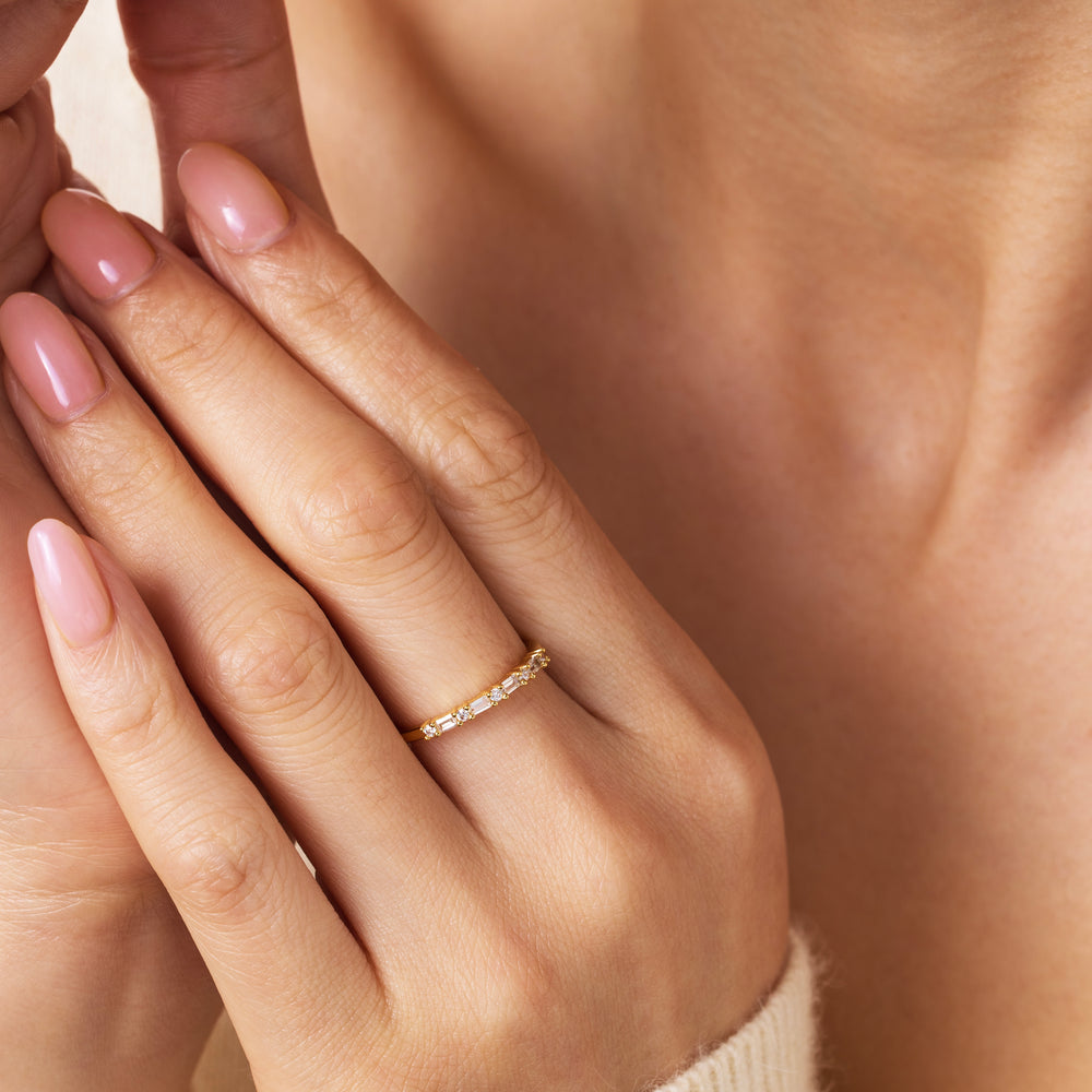 Multi Gem Baguette Stacking Ring - Gold / 5