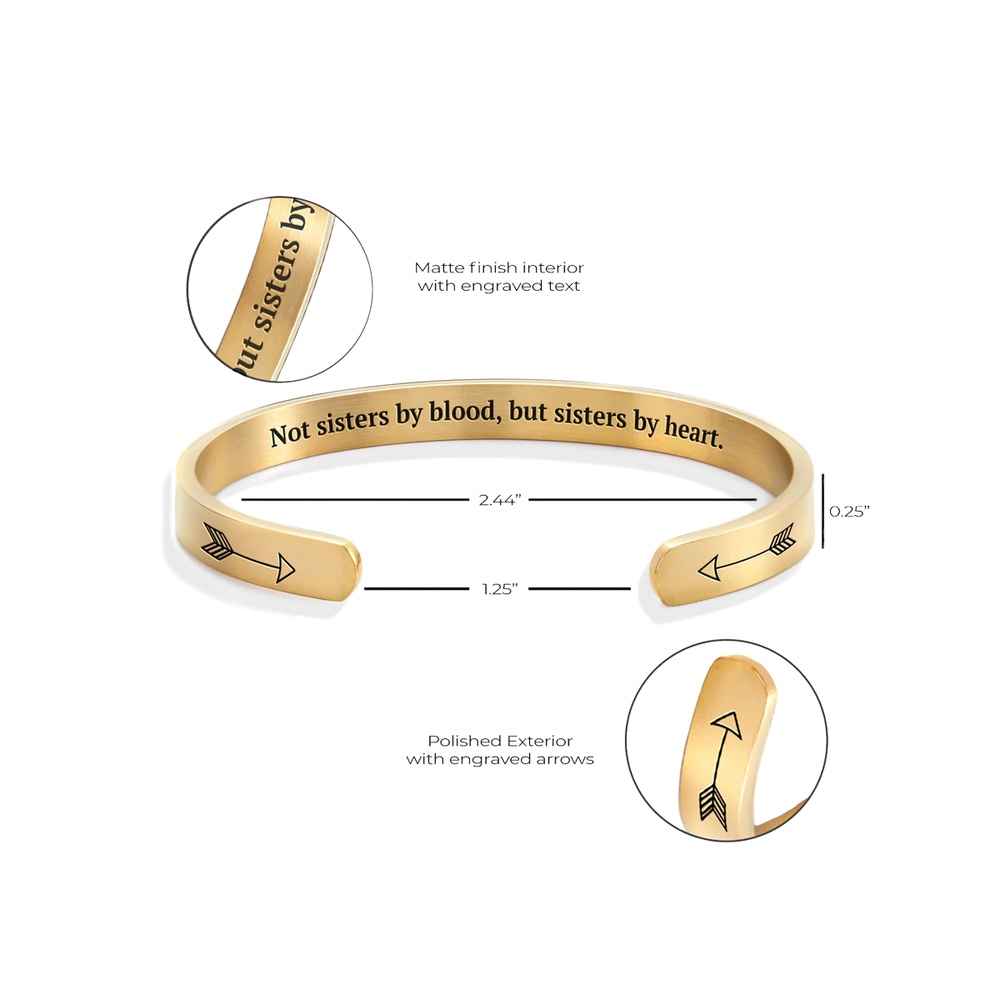 Not Sisters By Blood But Sisters By Heart Brazalete personalizable - Chapado en oro de 18 quilates. / Estándar
