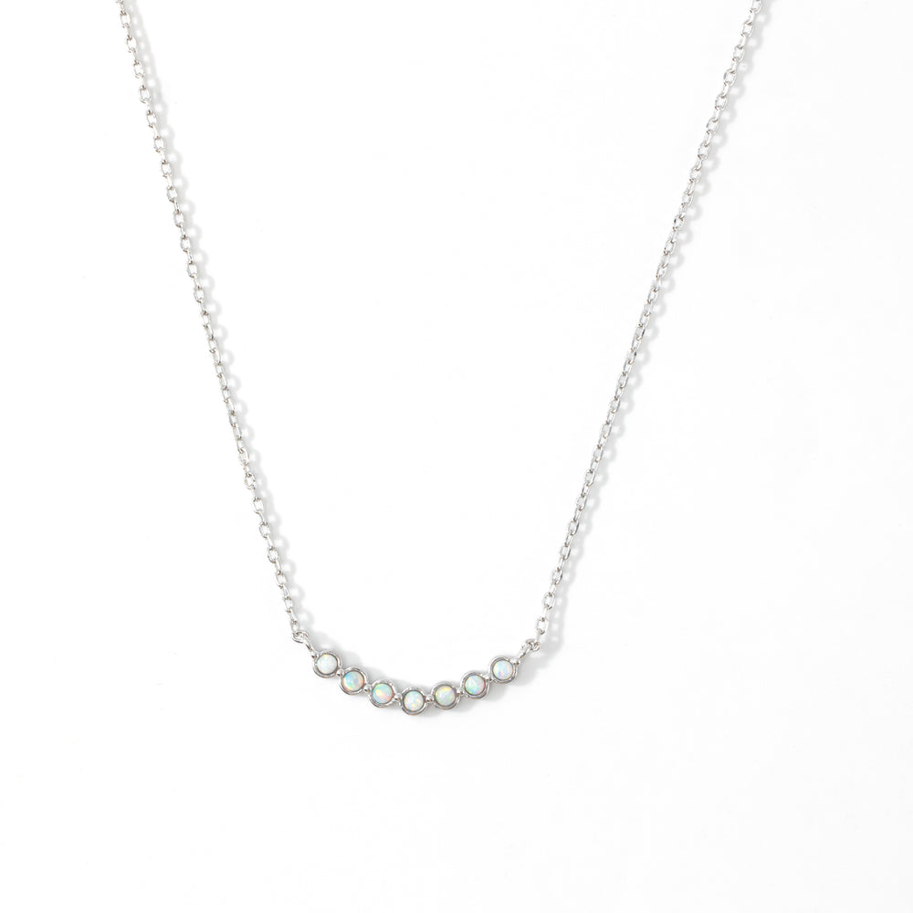 Opal Arc Necklace - Silver / 16" + 2"