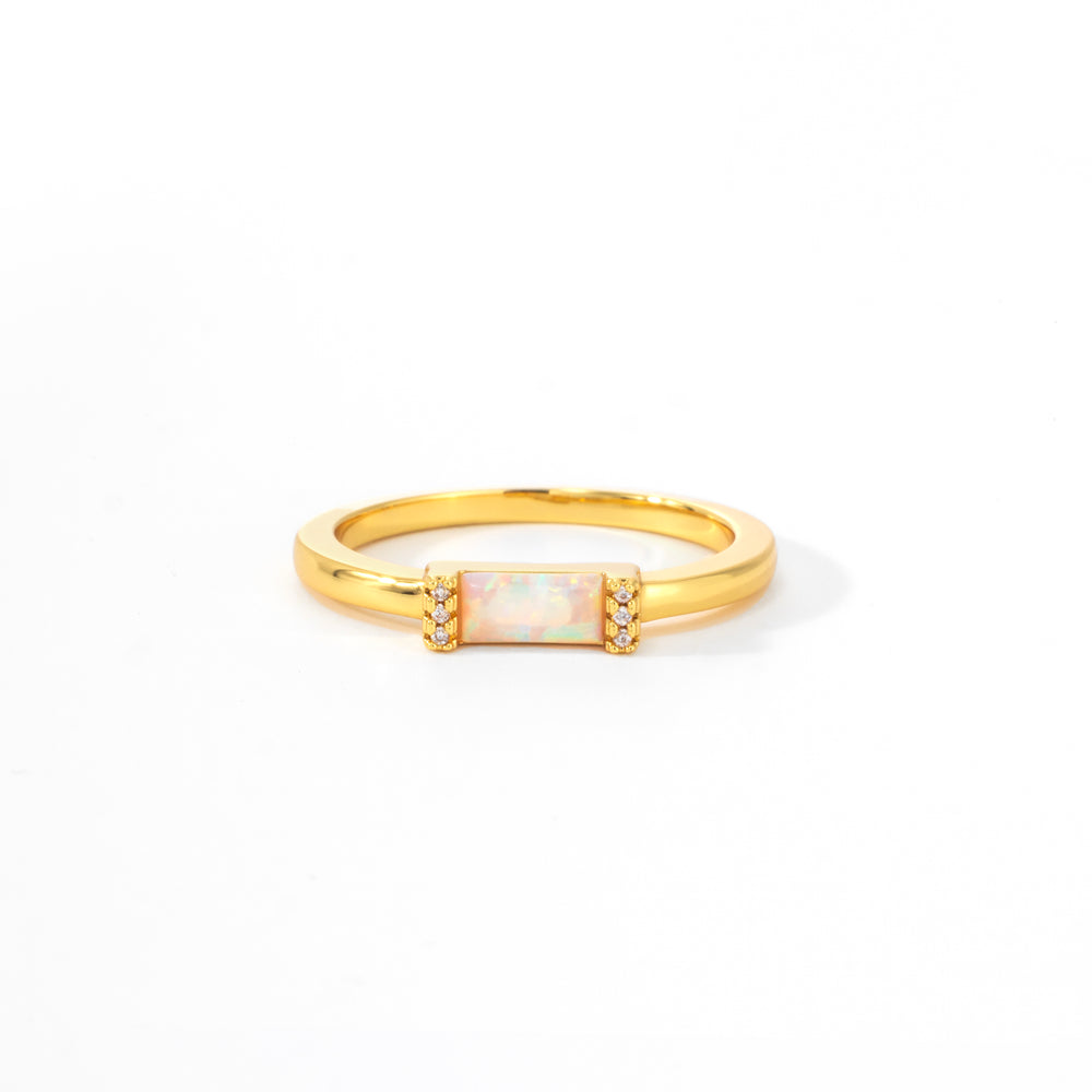 Opal Baguette Ring - Gold / 7