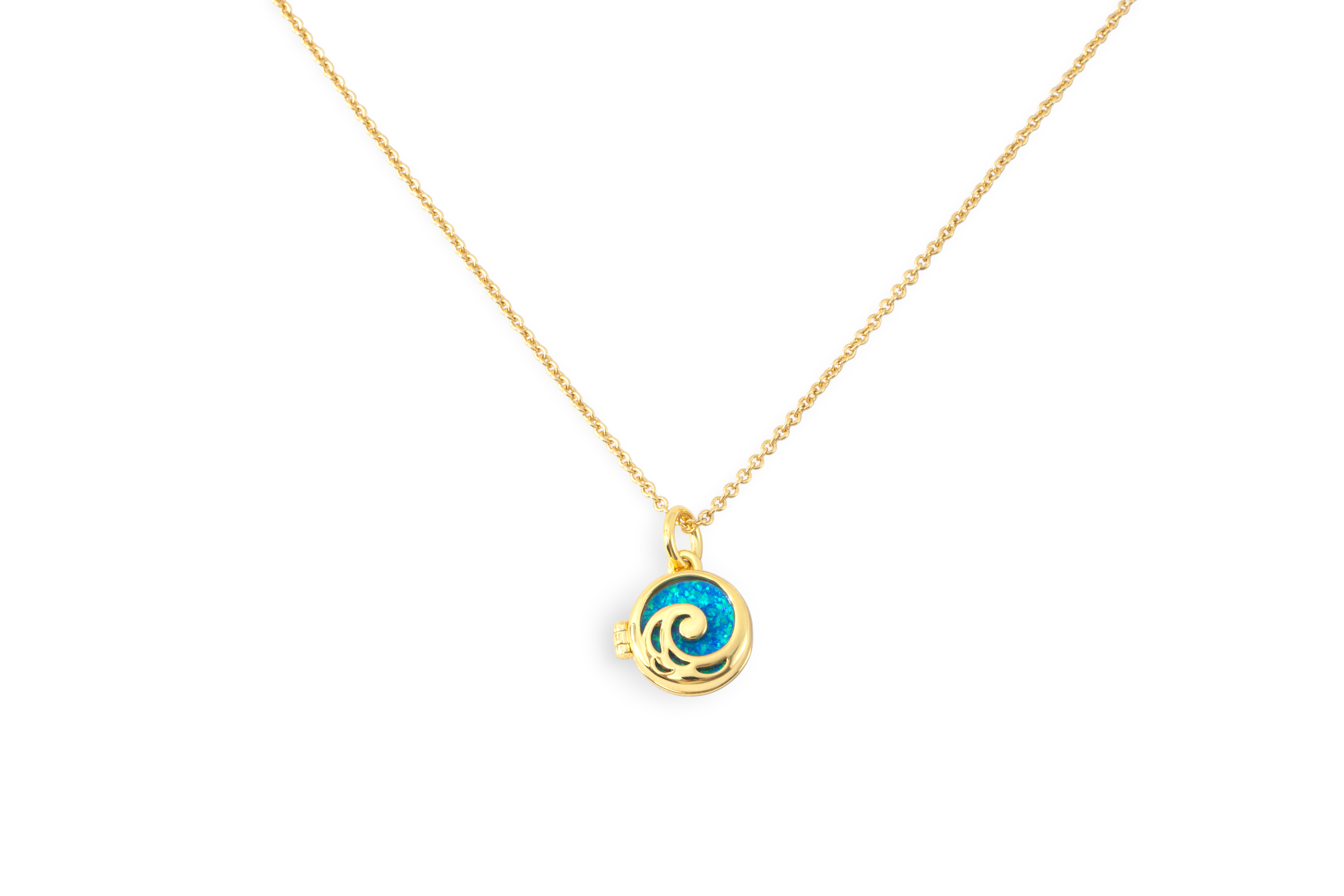 Opal Ocean Wave Locket Necklace