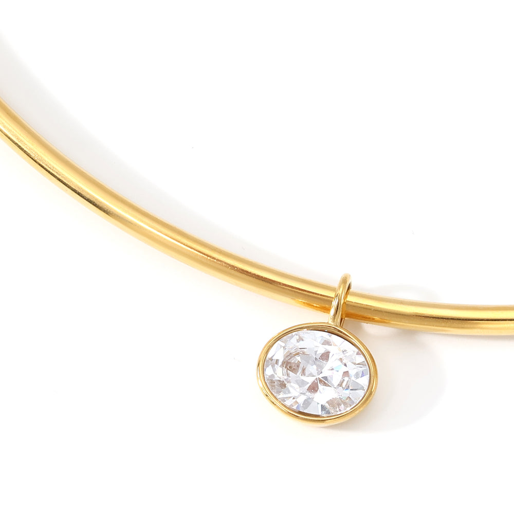 Oval Gemstone Collar Necklace - Gold / 17"–19" Adjustable