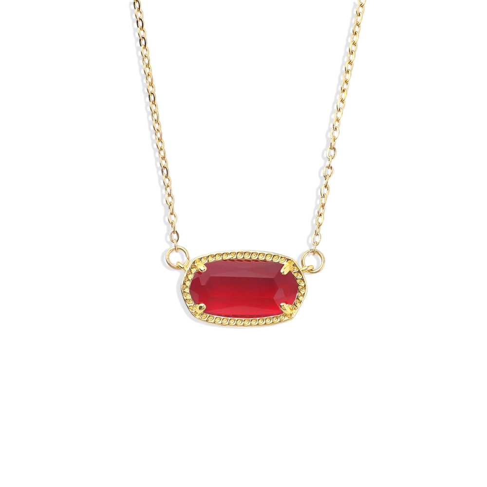 Oval Birthstone Pendant Necklace - January Garnet