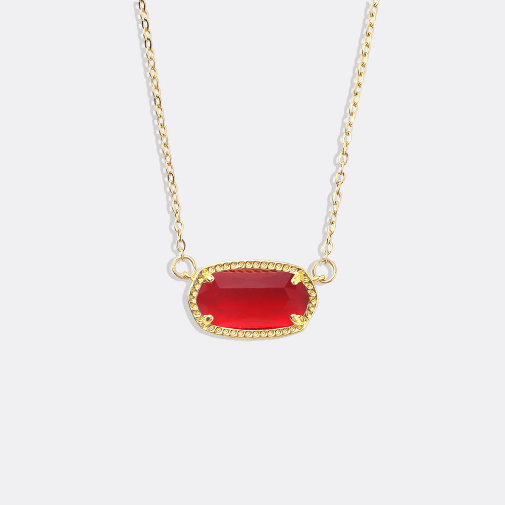 Oval Birthstone Pendant Necklace - July Ruby