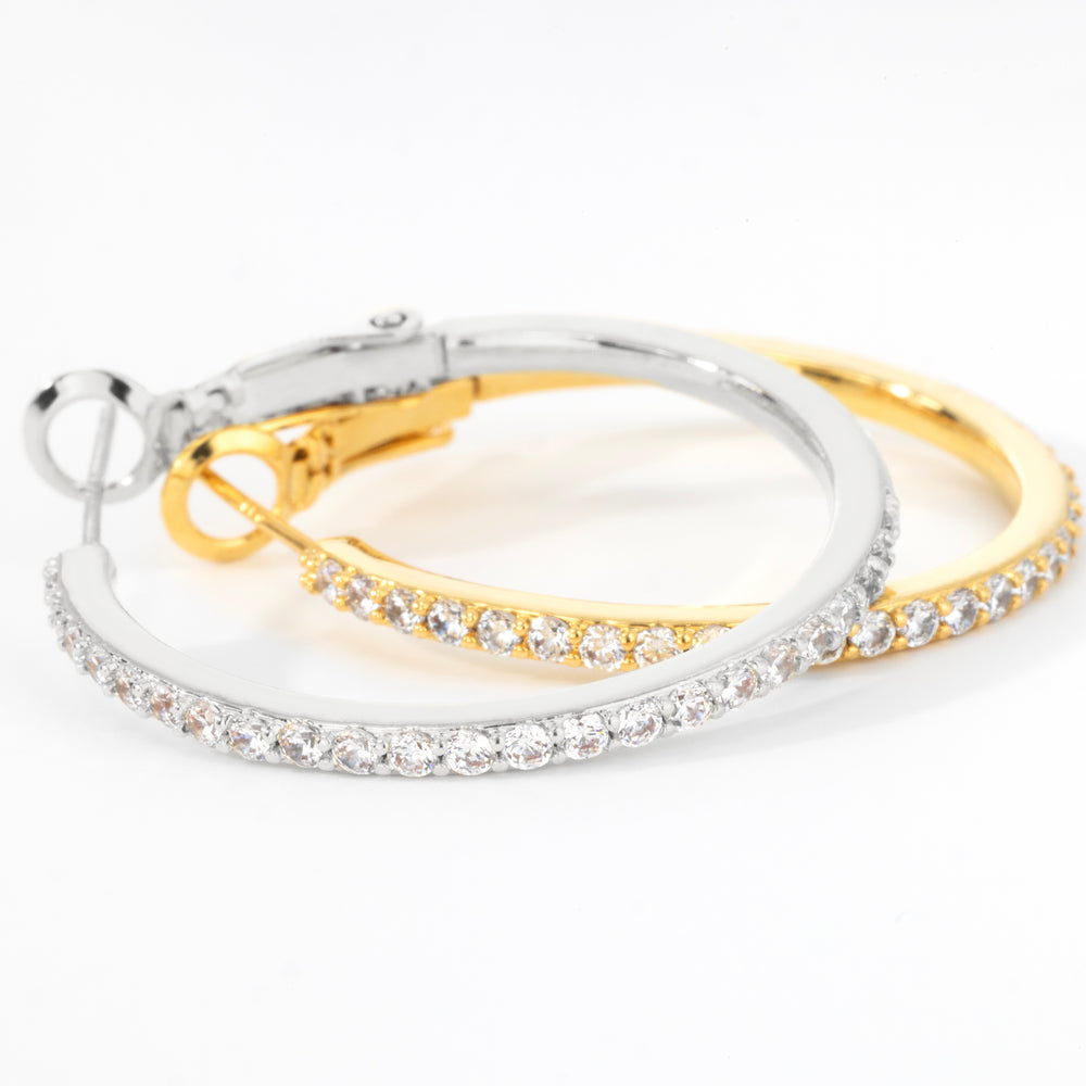 Pave Hoop Earrings - Gold