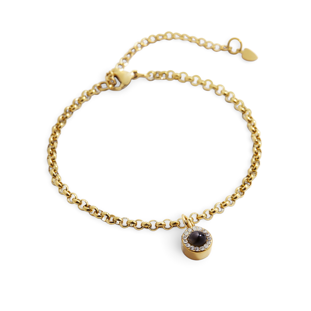 Petite Halo Photo Bracelet - 18k Gold Plated / 6.75" + 2"