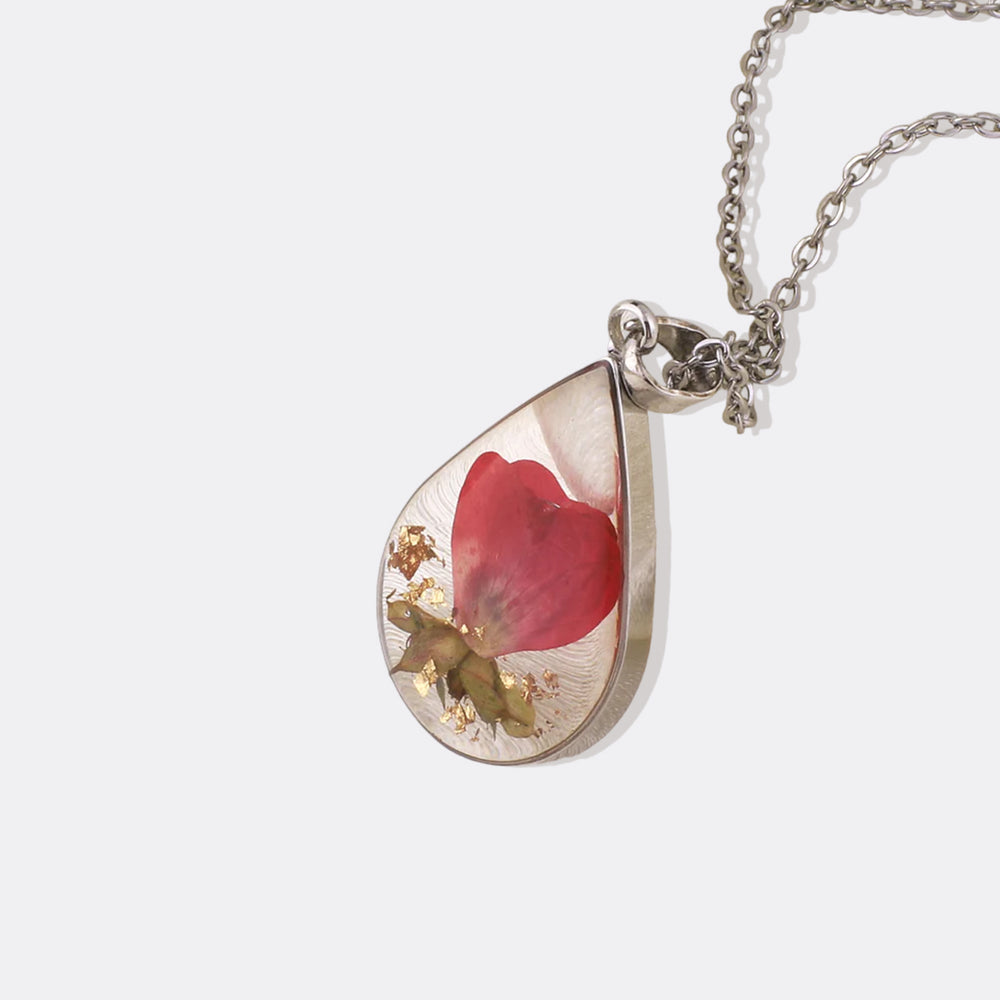 Pressed Birth Flower Droplet Necklace - January