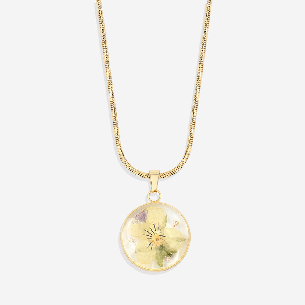 Collar de flor de nacimiento prensada - Gold / February Violet / 0.75"