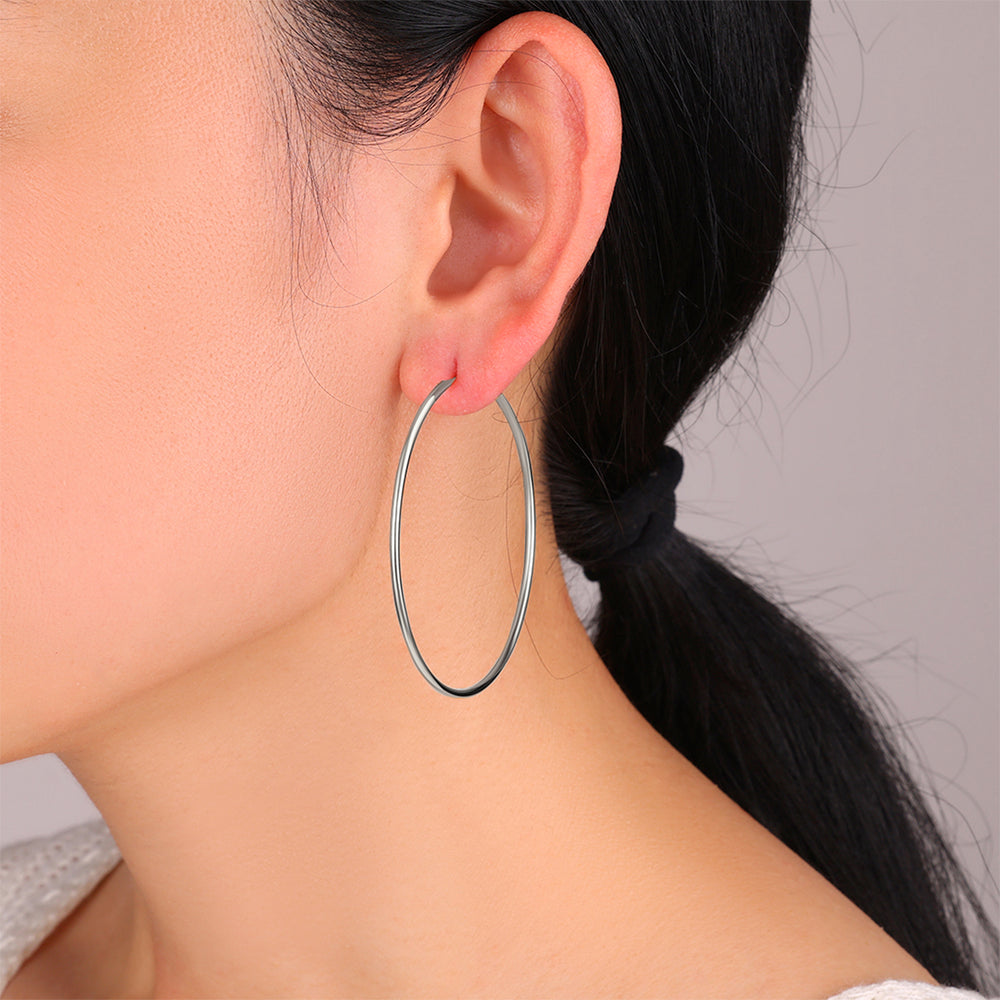Pendientes de aro sin fin - Sterling Silver / 30MM