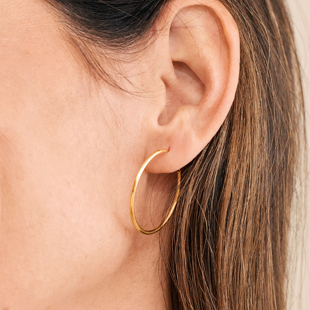 Pendientes de aro sin fin - 18k Gold Over Sterling Silver / 30MM