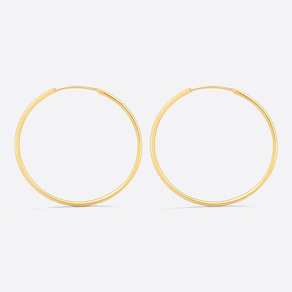 Pendientes de aro sin fin - 18k Gold Over Sterling Silver / 30MM