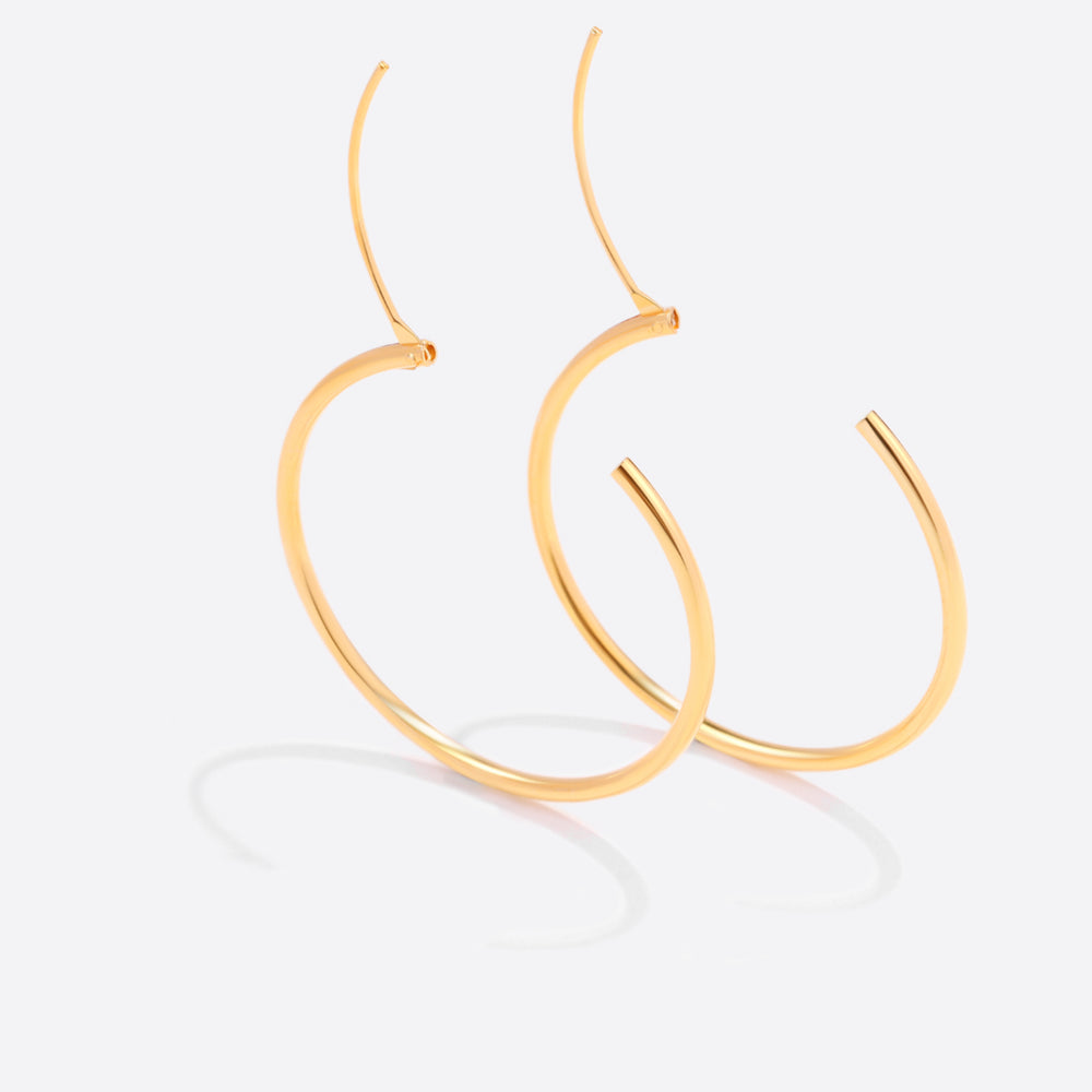 Pendientes de aro sin fin - 18k Gold Over Sterling Silver / 30MM
