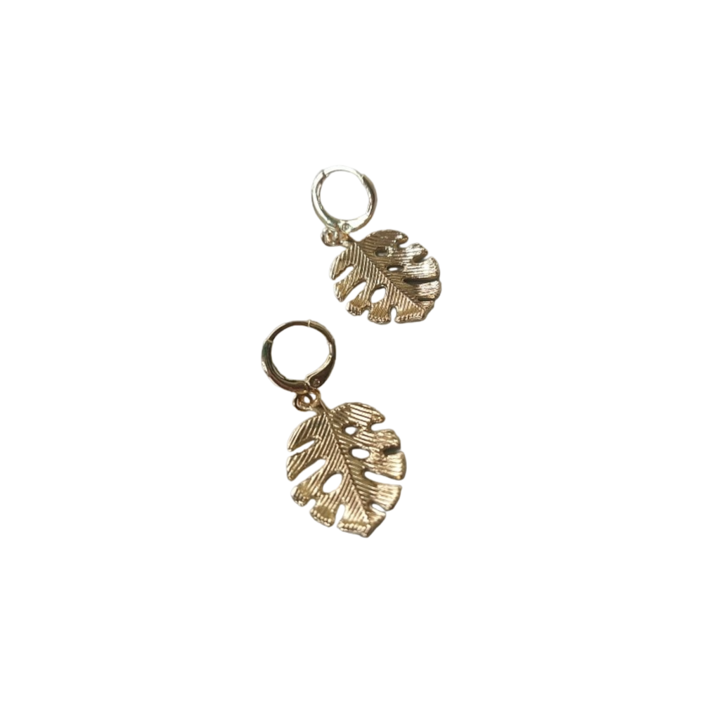 Rainbow Monstera Leaf Earrings - Default Title
