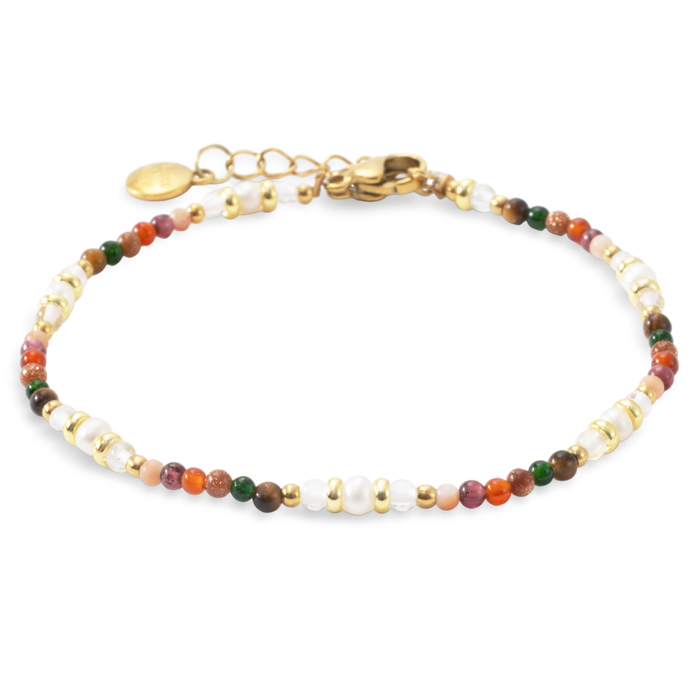 Rainbow Tourmaline Minimalist Bracelet - 18k Gold Plated