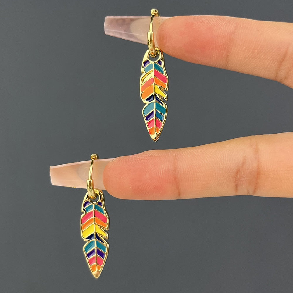 Rainbow Feather Earrings - Default Title