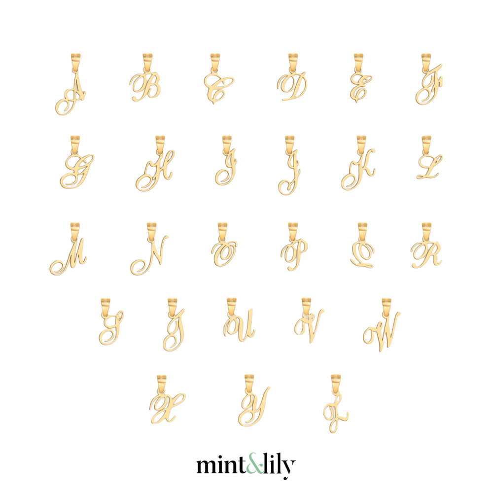 Romantic Initial Charm Pendant - 18k Gold Over Sterling Silver / A