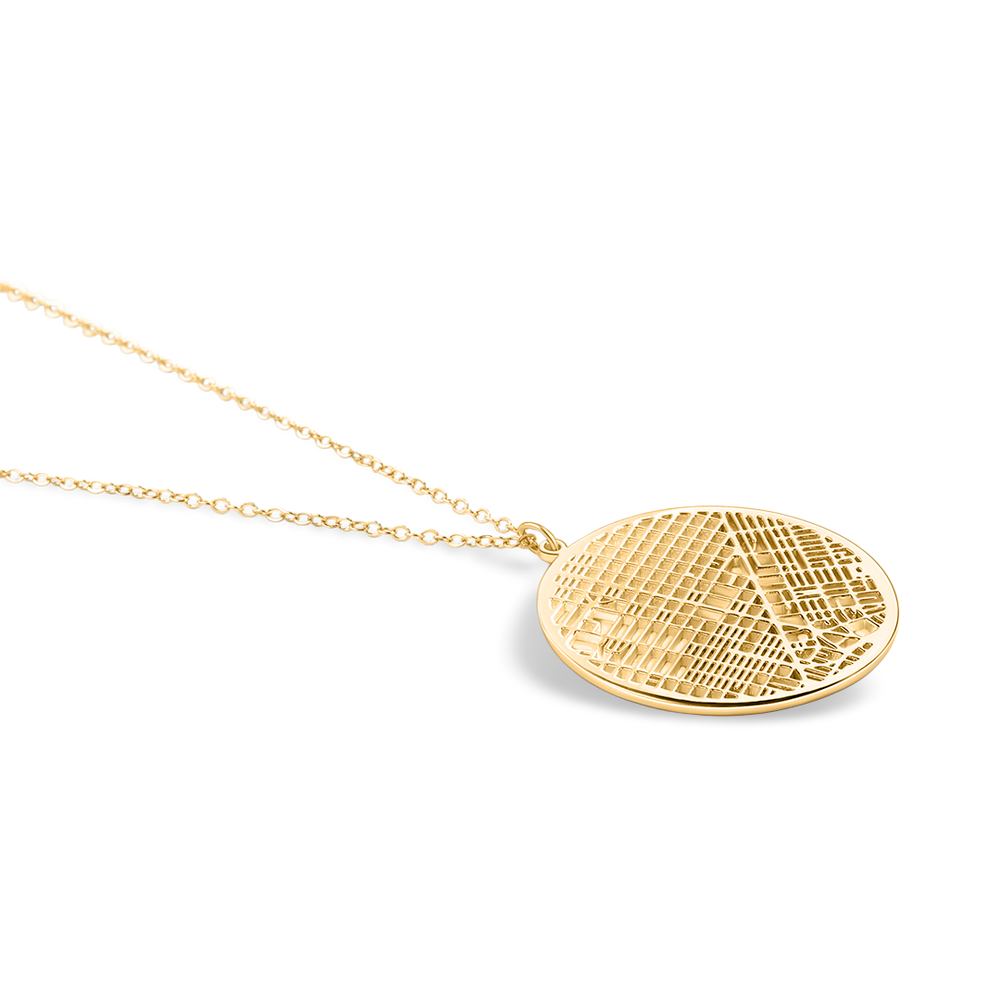 Custom Map Pendant Necklace - 18k Gold Plated / Circle