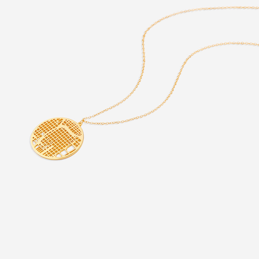 Custom Map Pendant Necklace - 18k Gold Plated / Circle