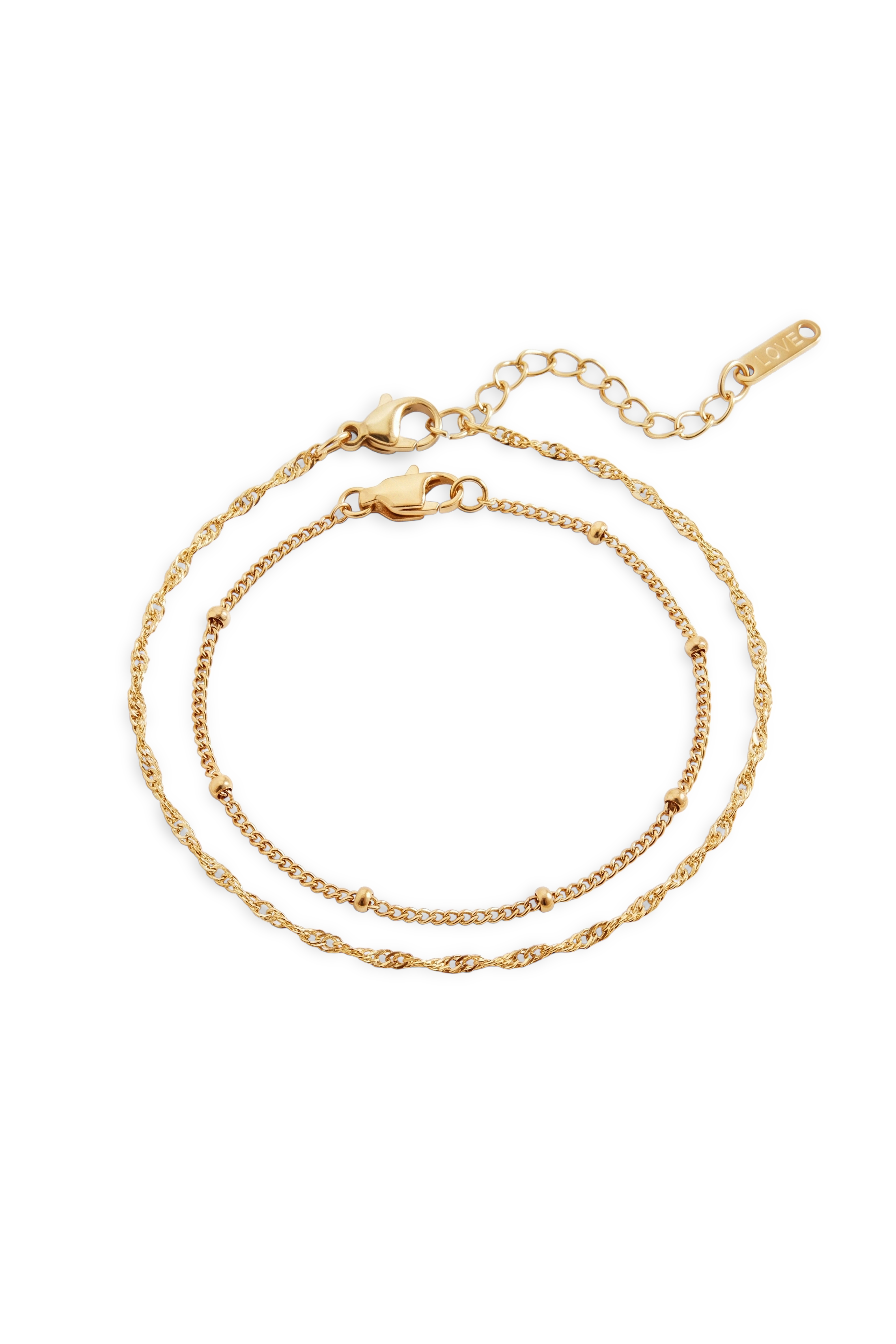 Singapore Twist and Satellite Chain Bracelet Bundle