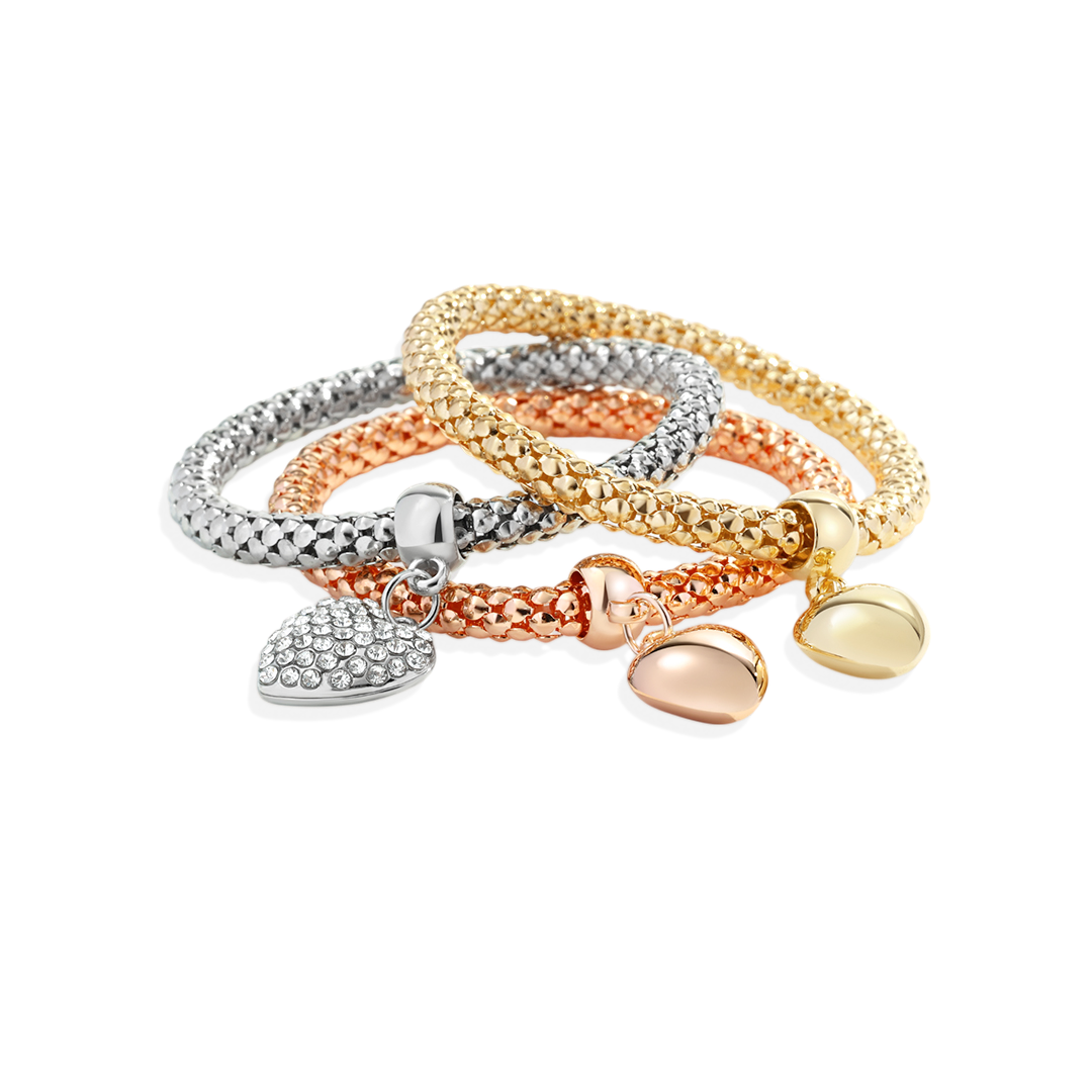 Brazalete de metal con corazones macizos