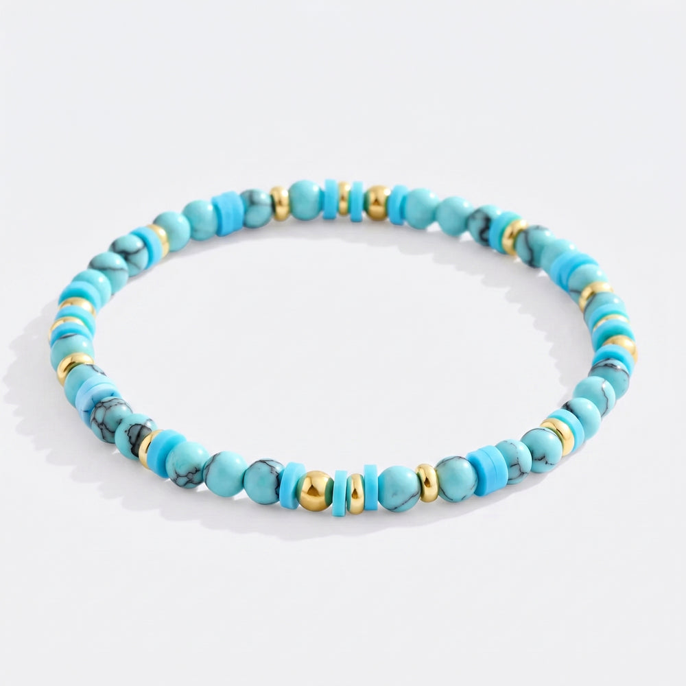 Stacking Birthstone Beaded Bracelet - March Aquamarine / 6.5"