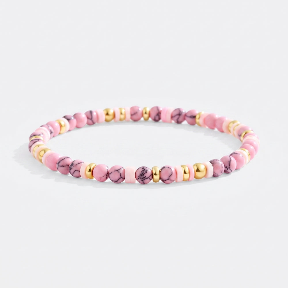 Stacking Birthstone Beaded Bracelet - October Pink Tourmaline / 7"