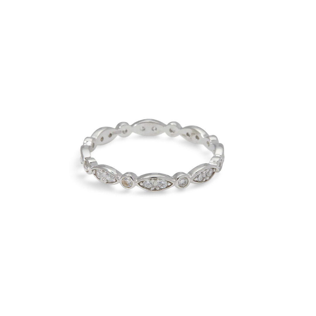 Anillo marqués y lunares de plata de ley