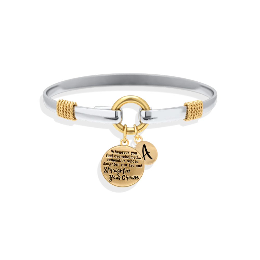 Enderezar su corona - pulsera de dijes de dos tonos - Oro / A