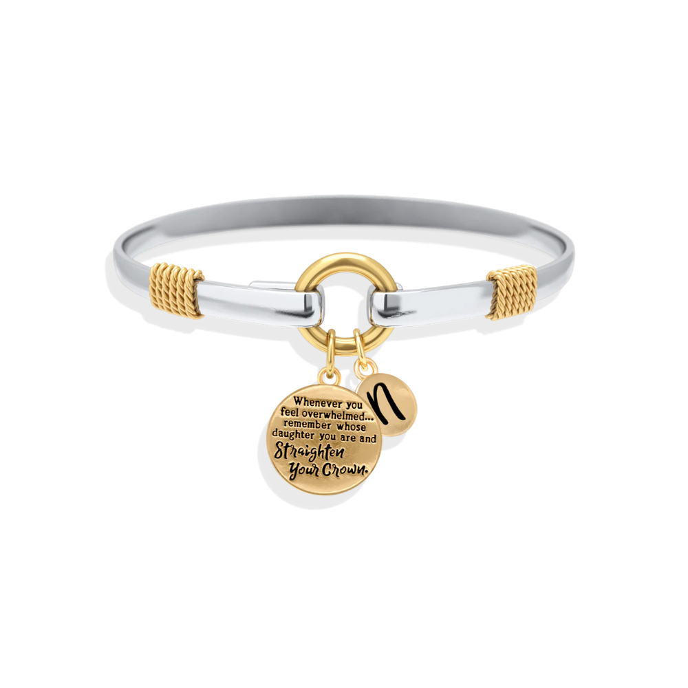 Enderezar su corona - pulsera de dijes de dos tonos - Oro / norte