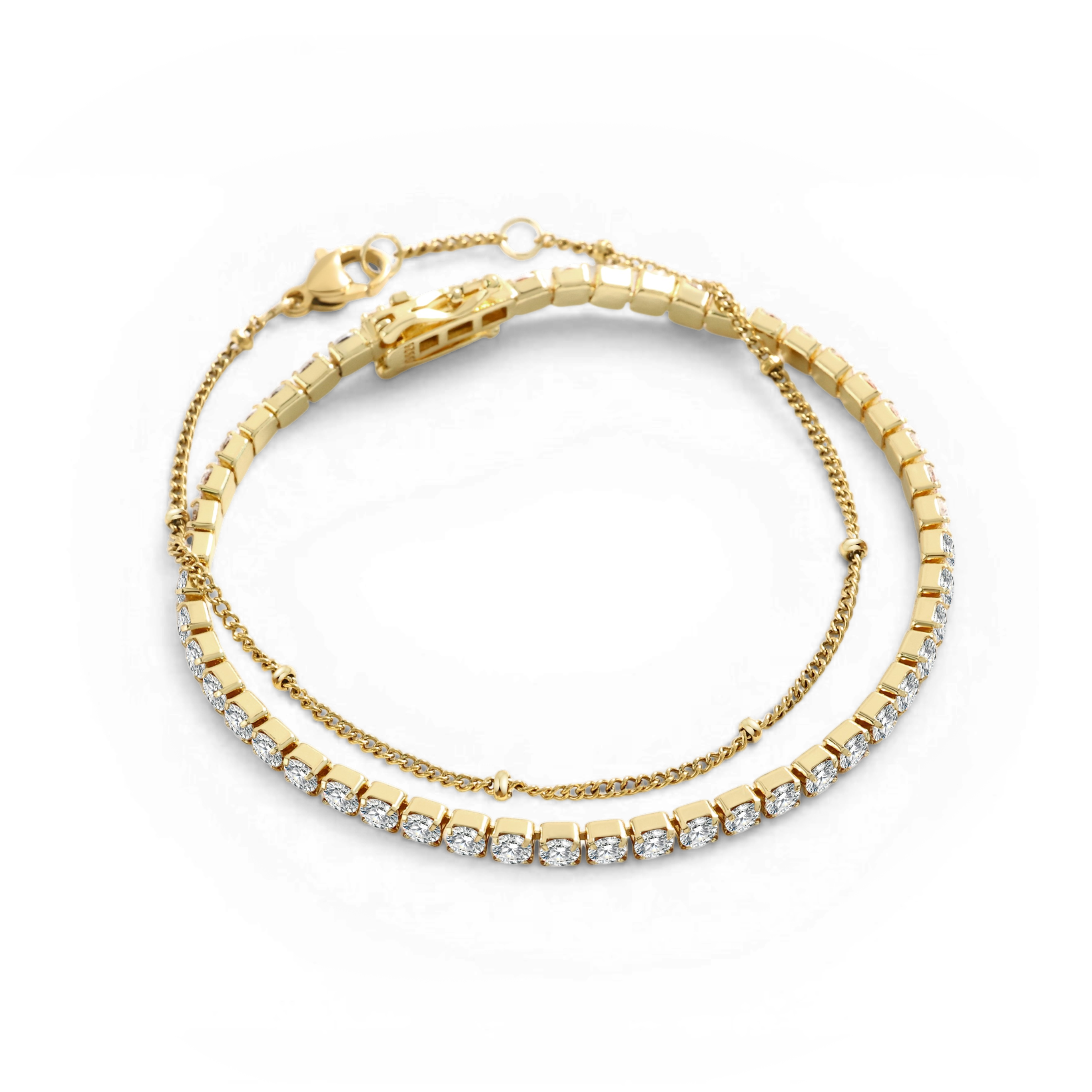 Tennis Bracelet and Satellite Chain Bracelet Bundle