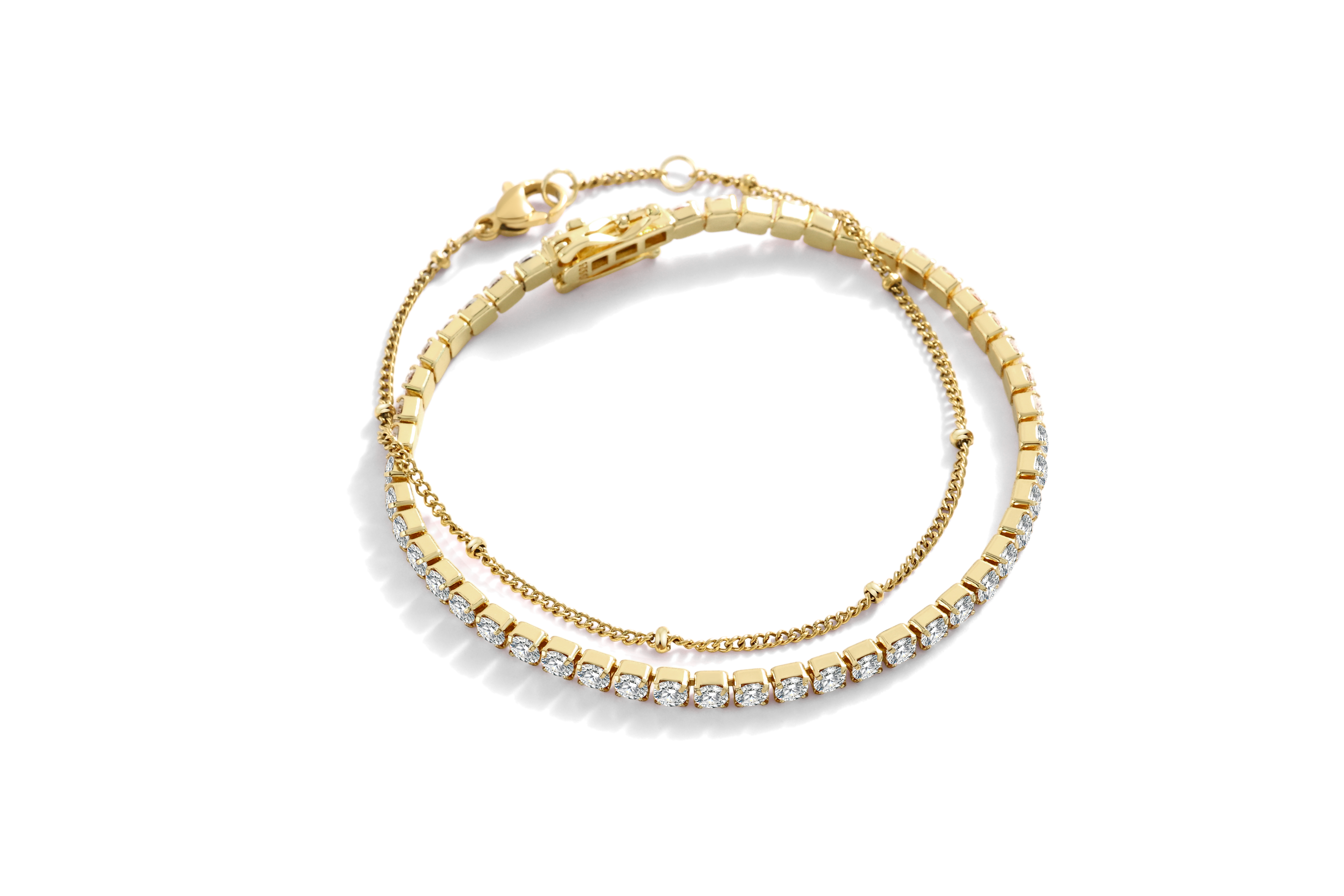 Tennis Bracelet and Satellite Chain Bracelet Bundle