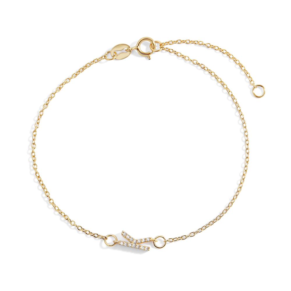 The Skinny Diamond Initial Bracelet - Gold / A