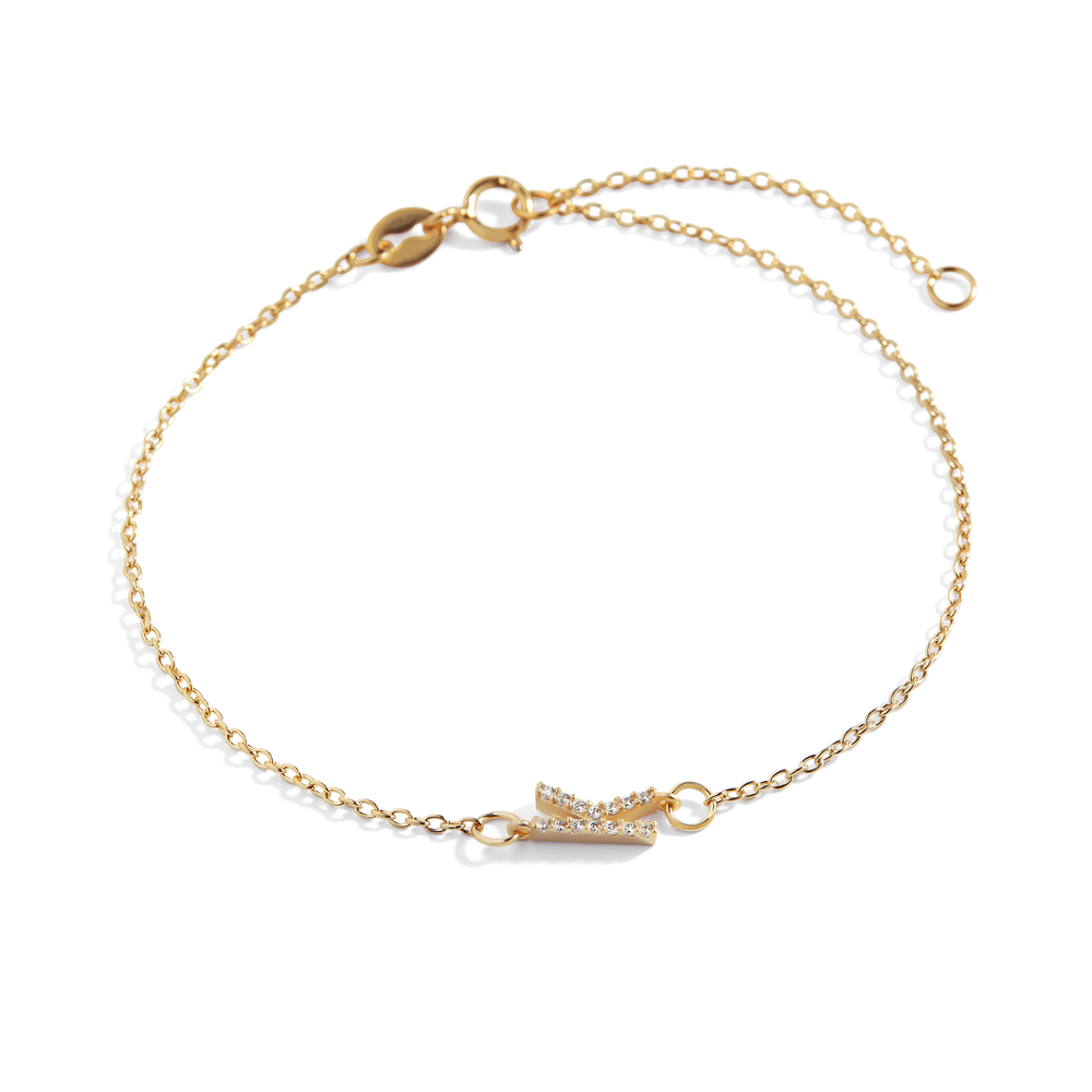 The Skinny Diamond Initial Bracelet - Gold / A